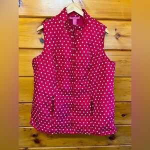 Woman Within  Pink polka Dot light weight Quilted Vest Women’s Plus Size L